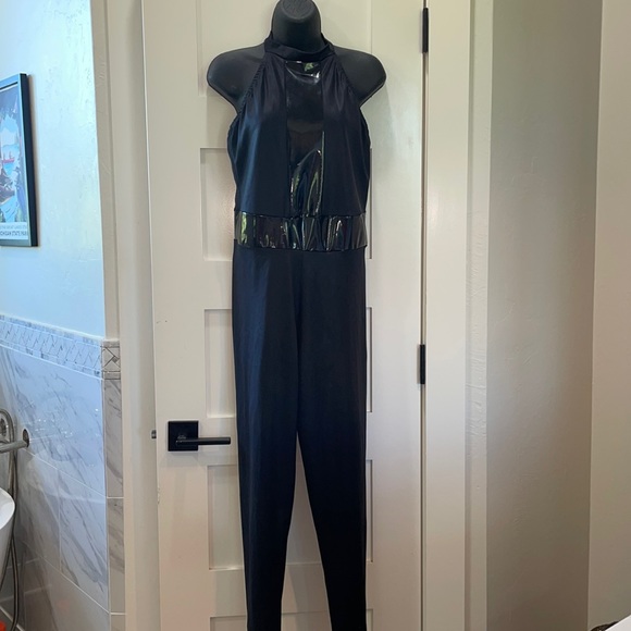 Kizzi black unitard pleather trim adult XXL - Picture 1 of 6